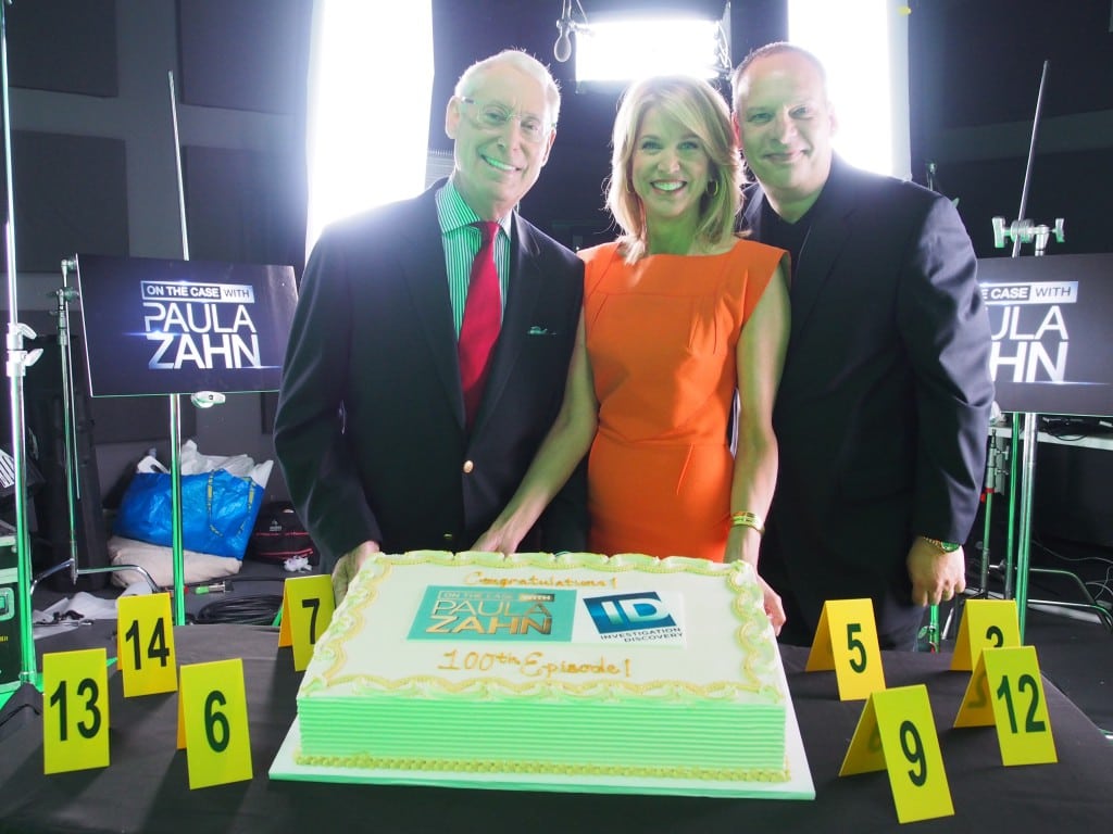 Henry Schleiff, Paula Zahn and Weinberger celebrating the 100th episode of "On the Case with Paula Zahn."